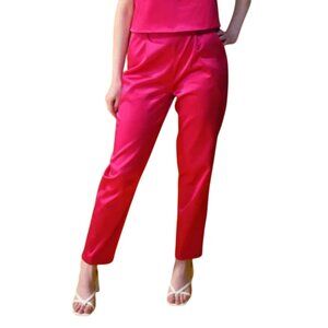 Ginatricot bright rose Madeleine slim-fit satin trousers size 40
